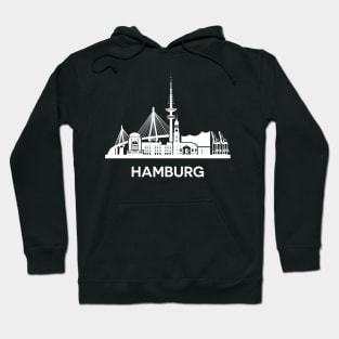 Hamburg City Skyline, extended version, white Hoodie